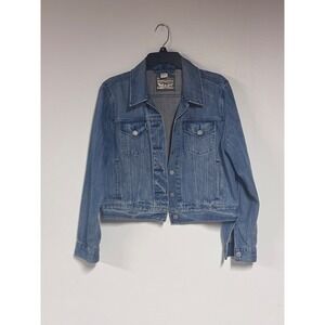 Levis Womens Denim Trucker Jacket Medium Wash Blue Jean Jacket XL TG EG XG